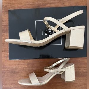 David’s Bridal Gold Block Heels, Brand New